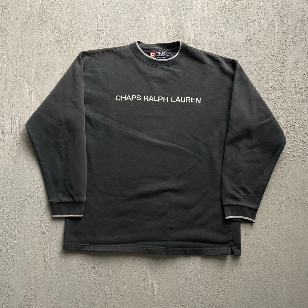 Vintage Chaps Ralph Lauren Sweatshirt Mens Medium Black 90s